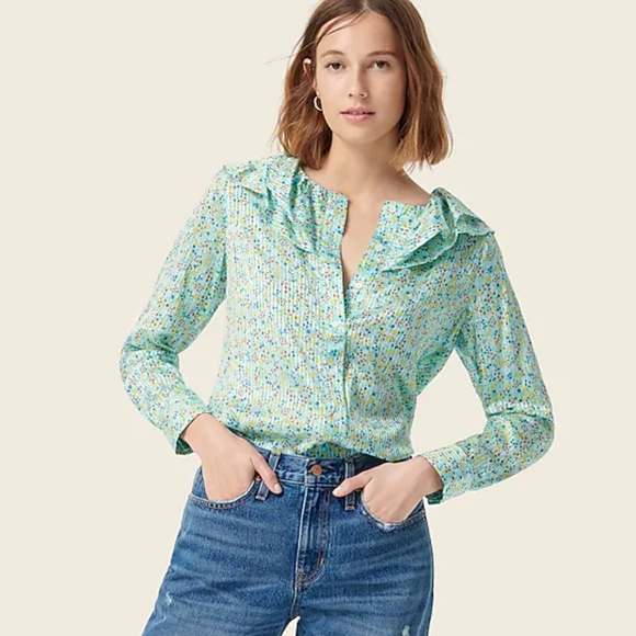 J Crew Ruffle Top in field day print - Picture 2 of 4